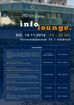 Programm Infolounge - MCI Management Center Innsbruck