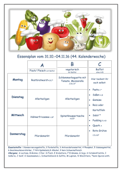Essensplan vom 24.10. – 28.10.16 (43.Kalenderwoche)