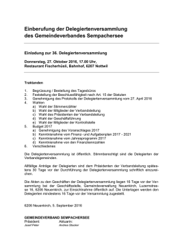 Einberufung zur Delegiertenversammlung des