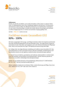 Fachfrau/-mann Gesundheit EFZ 80% - 100%