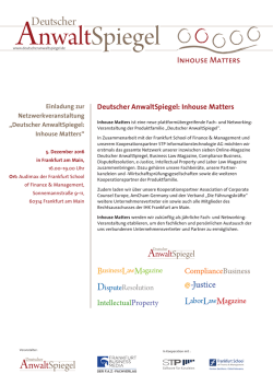 Inhouse Matters - Deutscher AnwaltSpiegel