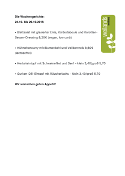 Die Wochengerichte - weilands wellfood