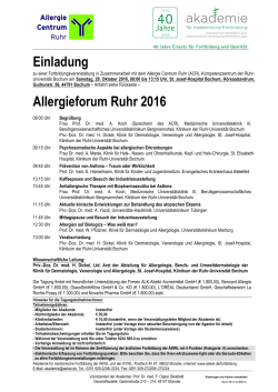 Einladung Allergieforum Ruhr 2016