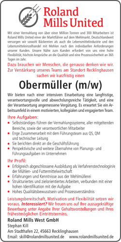 Obermüller (m/w) - agrarzeitung | jobs