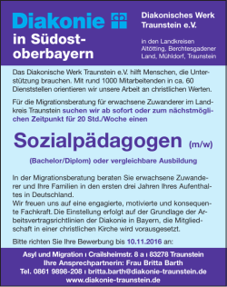 Sozialpädagogen (m/w) - Diakonisches Werk Traunstein