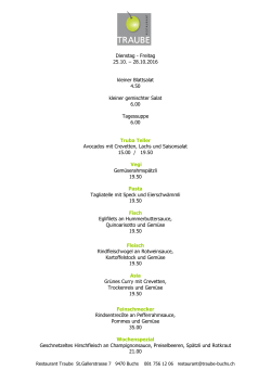 Dienstag - Freitag 25.10. &ndash; 28.10.2016 kleiner Blattsalat 4.50 kleiner