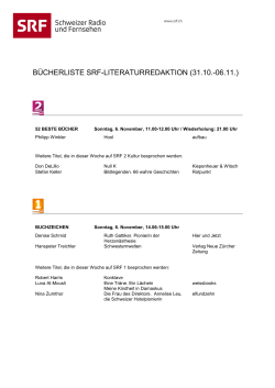 BÜCHERLISTE SRF-LITERATURREDAKTION (31.10.