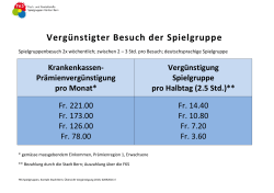 Vergünstigter Besuch der Spielgruppe