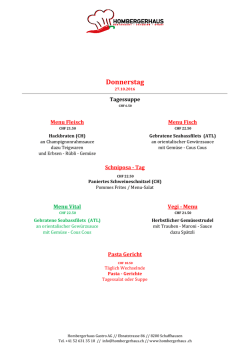 Donnerstag - Hombergerhaus