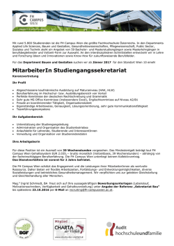 MitarbeiterIn Studiengangssekretariat