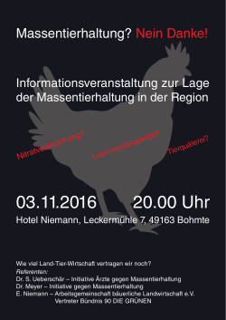 03.11.2016 20.00 Uhr - SPD Arbeitskreis Tierschutz