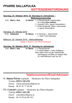 Gottesdienstordnung - Aushang aktuell