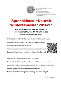 Sprachklausur Neuzeit Wintersemester 2016/17