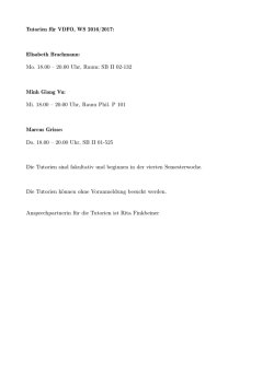 Tutorien für VDFO, WS 2016/2017: Elisabeth Brachmann: Mo. 18.00