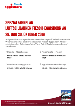 Fahrplan Fiesch-Eggishorn vom 29. - 30. Oktober