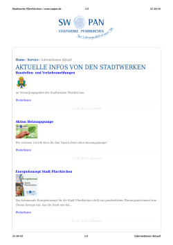 Informationen Aktuell- SW-PAN - Stadtwerke Pfarrkirchen