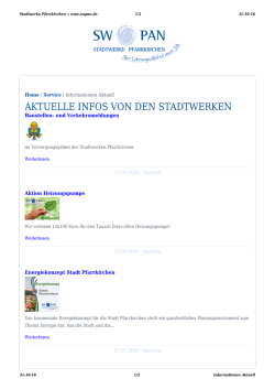 Informationen Aktuell- SW-PAN - Stadtwerke Pfarrkirchen