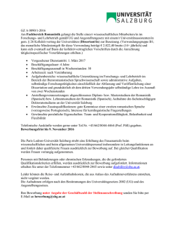 Dissertant/in Fachbereich Romanistik
