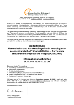 Informationsnachmittag 24.11.2016, 15.00-17.00 Uhr