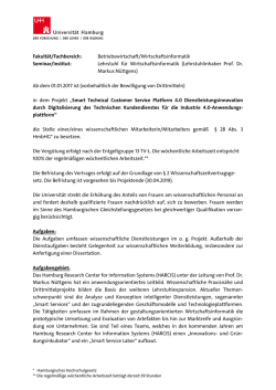 Wissenschaftliche/r Mitarbeiter/in f&uuml;r das Projekt