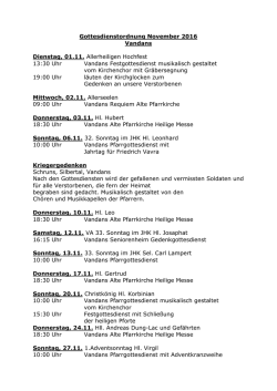 Gottesdienstordnung November 2016 Vandans Dienstag, 01.11