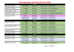 Heimspielplan Sommer Herbst 2016