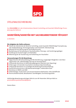 Ausschreibung Sekretärin/Sekretär mit sachbearbeitender