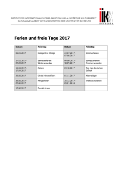 Ferien und freie Tage 2017