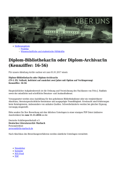 Diplom-Bibliothekar/in oder Diplom-Archivar/in