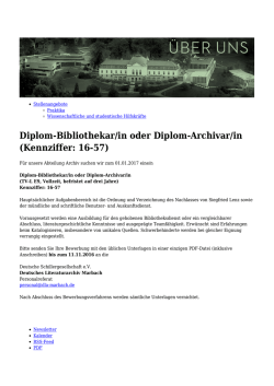 Diplom-Bibliothekar/in oder Diplom-Archivar/in