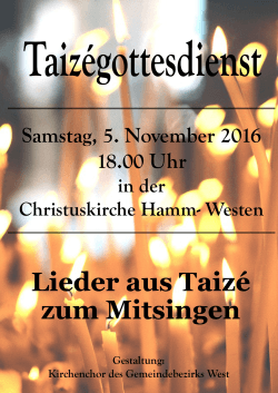 Lieder aus Taizé zum Mitsingen - Evangelische Kirchengemeinde