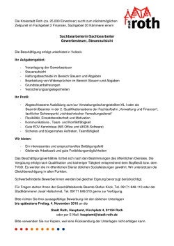 Stellenausschreibung_Sachbearbeiter Gewerbesteuer