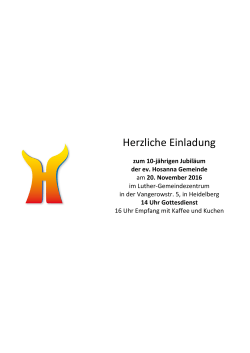 Herzliche Einladung - HOSANNA Heidelberg
