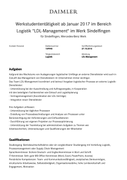 "LDL-Management" im Werk Sindelfingen