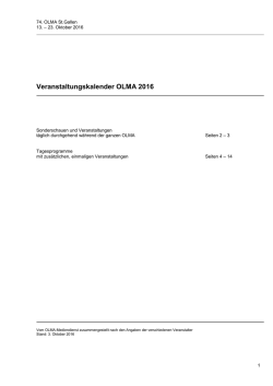 Veranstaltungskalender OLMA 2016