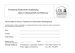 Anmeldung Strukturierter Studiengang „Altern in Wissenschaft und
