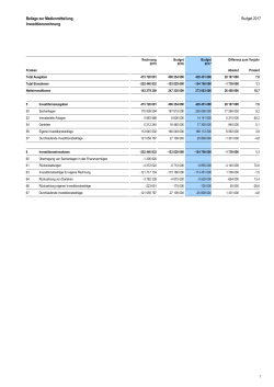 Beilage zur Medienmitteilung Budget 2017 Investitionsrechnung