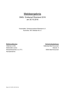 Meldeergebnis_DMSJ_16 - Schwimmverband Rheinland eV