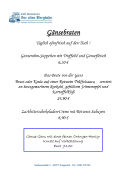 Gänsebraten - Restaurant Zur alten Bergbahn