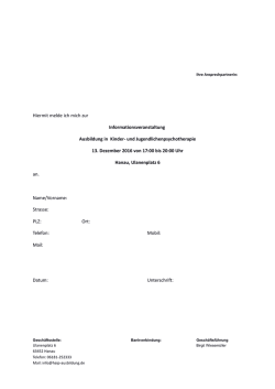 Hiermit melde ich mich zur Informationsveranstaltung Ausbildung in