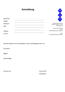 können Siedie Anmeldung für unsere Kurse herunterladen