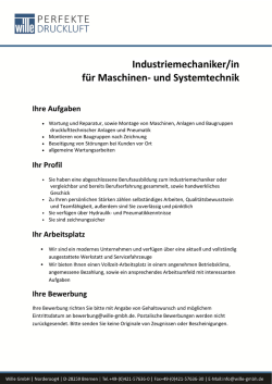 Industriemechaniker/in f&uuml;r Maschinen- und