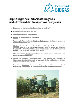 Empfehlungen des Fachverband Biogas e.V. für die Ernte und den
