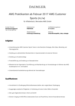 AMG Praktikanten ab Februar 2017 AMG Customer Sports