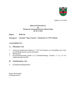 Sitzung des Ortsgemeinderates Selbach (Sieg)