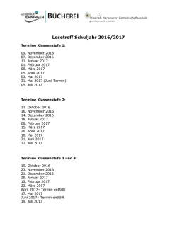 Lesetreff Schuljahr 2016/2017