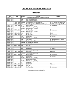 Hinrunde DBH Terminplan Saison 2016/2017