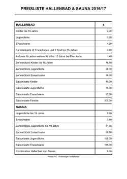 Hallenbad-Preisliste 2016-17