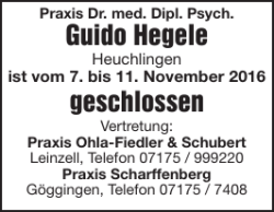 Guido Hegele geschlossen