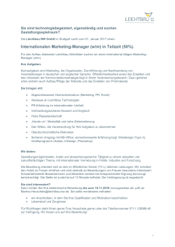 Internationalen Marketing-Manager (w/m) in Teilzeit